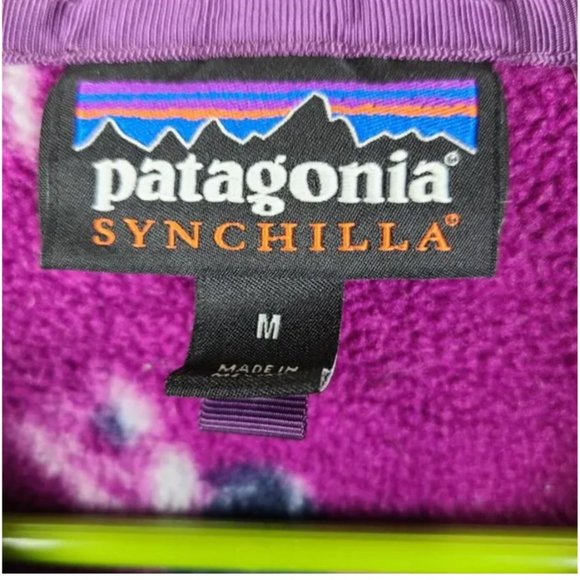 PATAGONIA Synchilla Mushroom Forest Fleece Purple Pullover Sz M - EUC - Picture 2 of 3